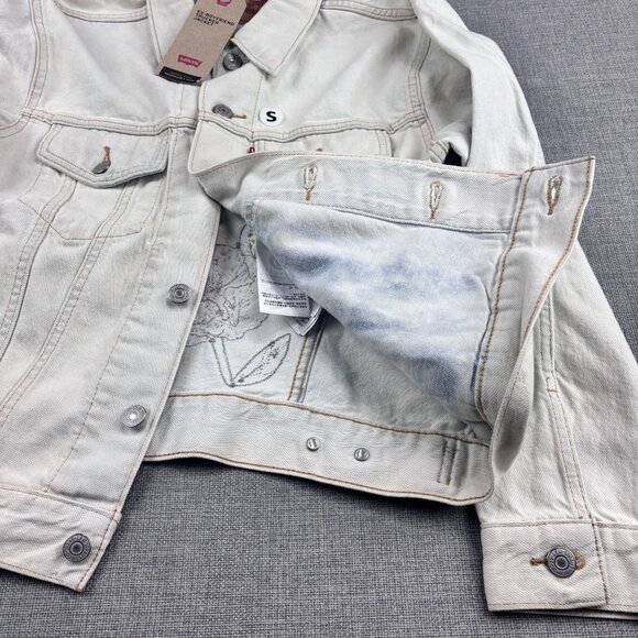 Levis Womens Ex-Boyfriend Trucker Jacket With Floral Back Embroidery Small, Whit - Picture 14 of 15